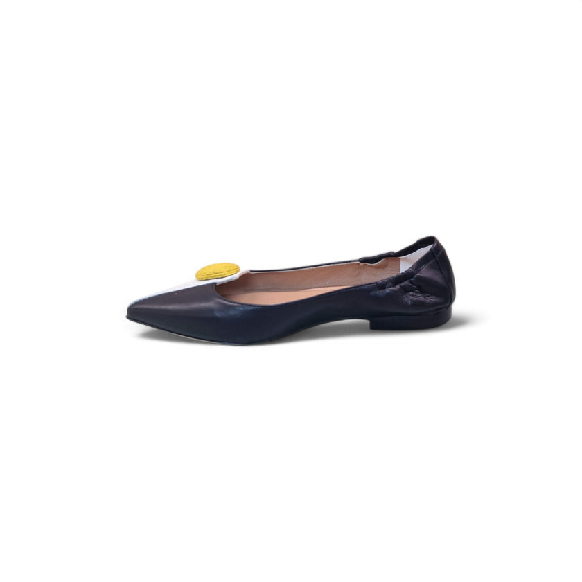 Viola Ricci Venus - Ballerina in pelle nero - bianco Pezzi Unici