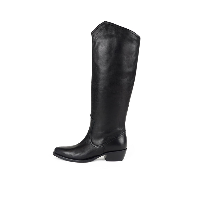 Viola Ricci Luise - Stivale alto in pelle Nero Saldi Di Fabbrica