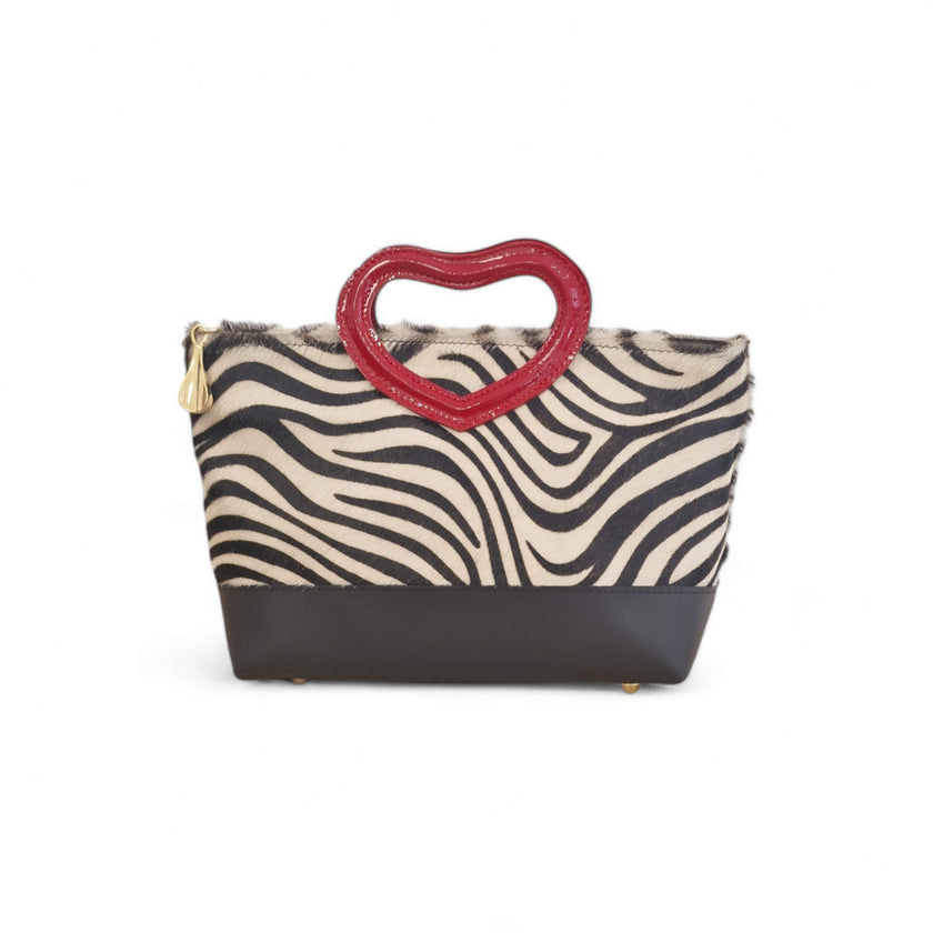 Viola Ricci Love - Borsa in pelle bianco e nero - cuore Qualità