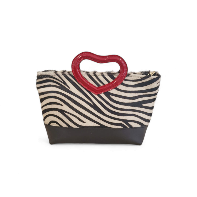 Viola Ricci Love - Borsa in pelle bianco e nero - cuore Qualità