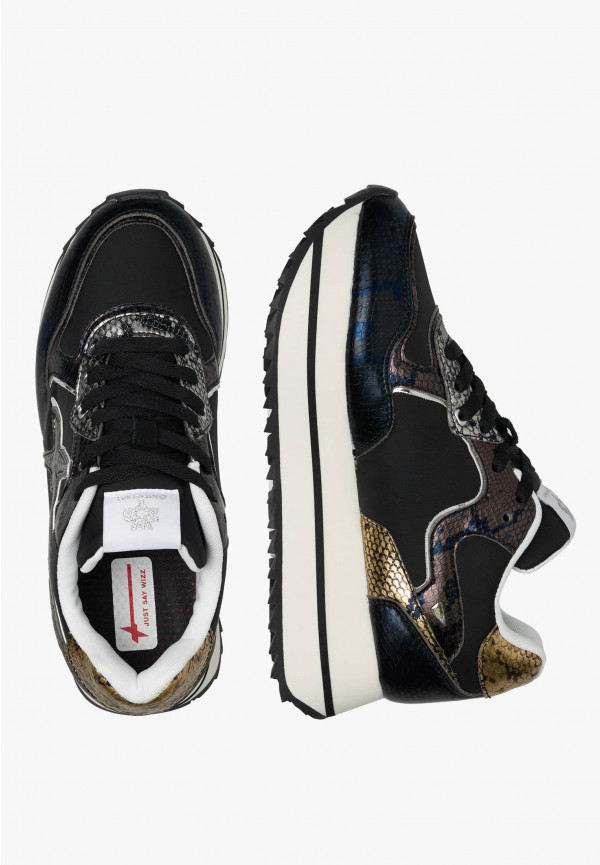 ﻿W6yz Sneakers in pelle e tessuto tecnico Nero -DEVA W Affare Del Giorno