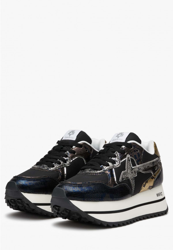 ﻿W6yz Sneakers in pelle e tessuto tecnico Nero -DEVA W Affare Del Giorno