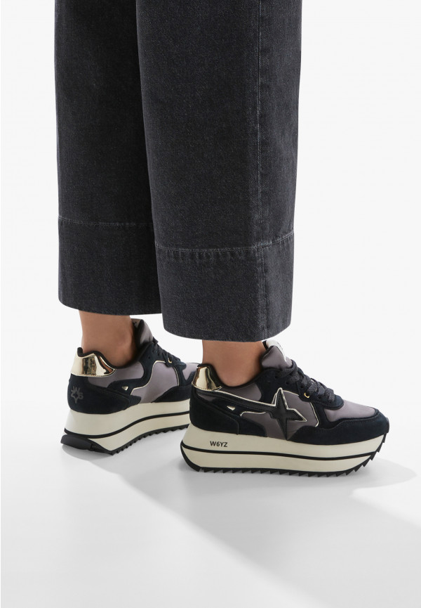 W6yz Sneakers in suede e tessuto tecnico Nero -DEVA W Prezzo Ridotto