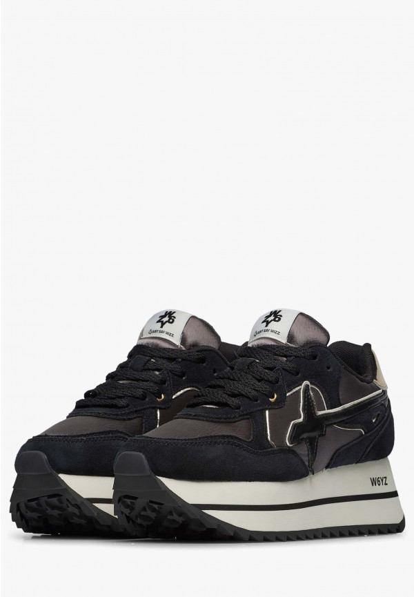 W6yz Sneakers in suede e tessuto tecnico Nero -DEVA W Prezzo Ridotto
