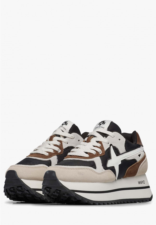 W6yz Sneakers in tessuto tecnico e suede Beige-Nero -DEVA W Convenienza