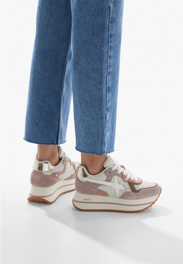 W6yz Sneakers in suede e tessuto tecnico Bianco-Rosa -DEVA W Novità