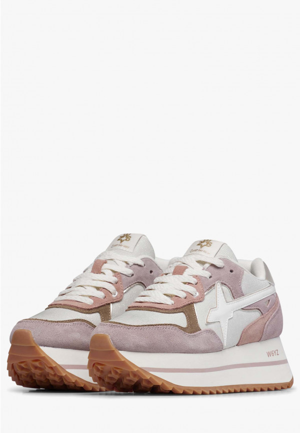 W6yz Sneakers in suede e tessuto tecnico Bianco-Rosa -DEVA W Novità