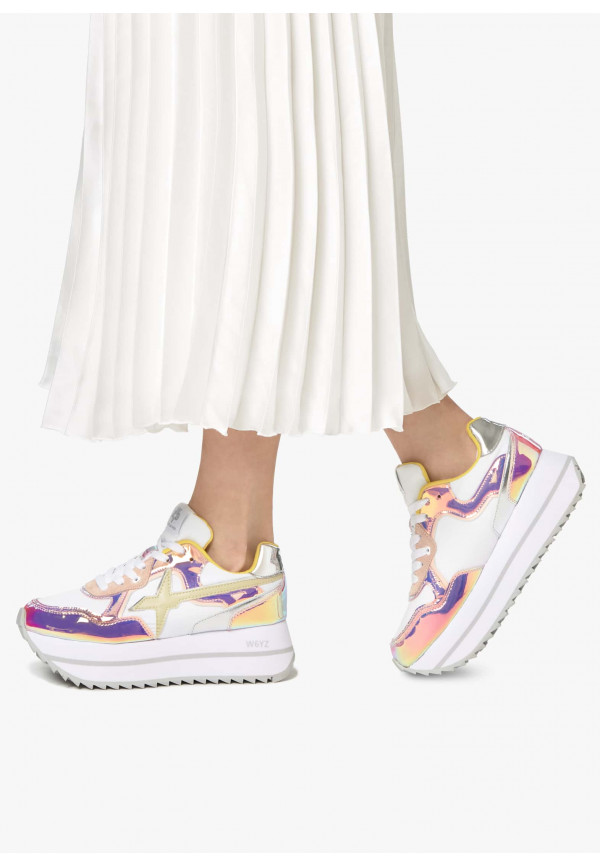 W6yz Sneakers in suede e tessuto tecnico Bianco-Rosa -DEVA W Presa
