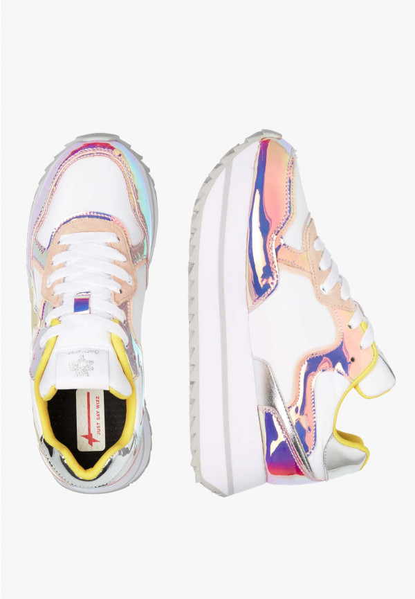 W6yz Sneakers in suede e tessuto tecnico Bianco-Rosa -DEVA W Presa