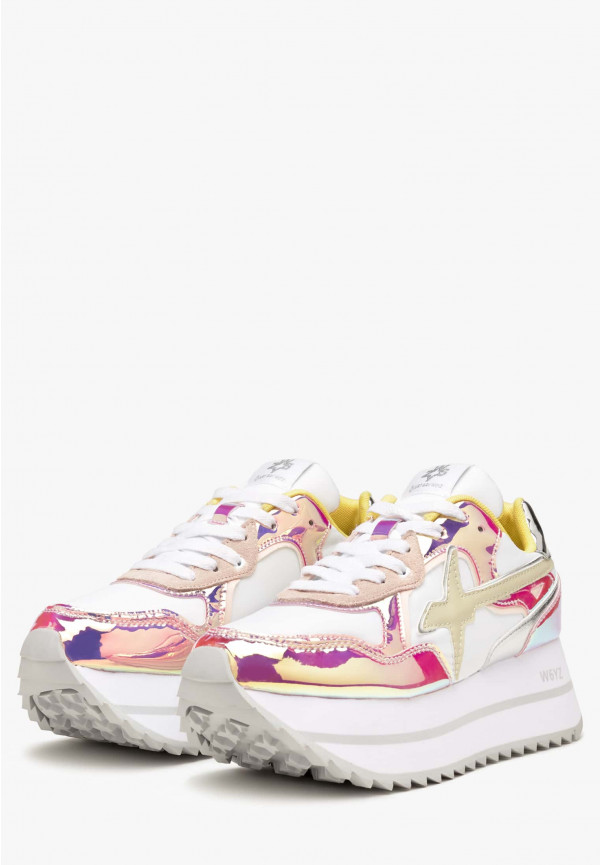 W6yz Sneakers in suede e tessuto tecnico Bianco-Rosa -DEVA W Presa
