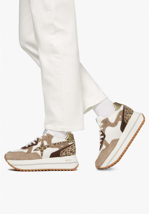 W6yz Sneakers in tessuto tecnico e suede Tortora -DEVA W Economico