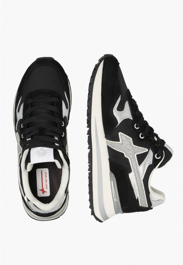 W6yz Sneakers in tessuto tecnico e suede Nero-Argento -YAK-W Outlet