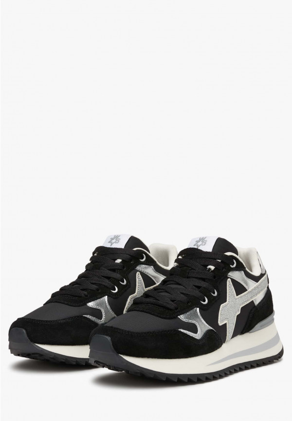 W6yz Sneakers in tessuto tecnico e suede Nero-Argento -YAK-W Outlet