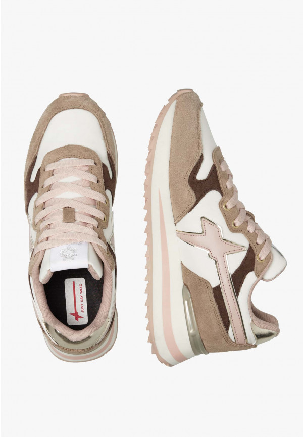 W6yz Sneakers in tessuto tecnico e suede Rosa-Beige -YAK-W Saldi