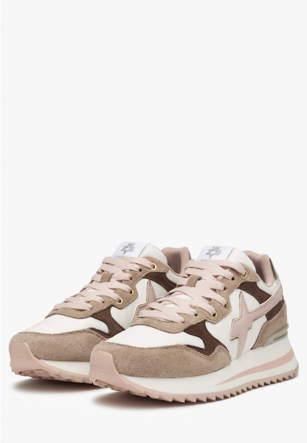 W6yz Sneakers in tessuto tecnico e suede Rosa-Beige -YAK-W Saldi