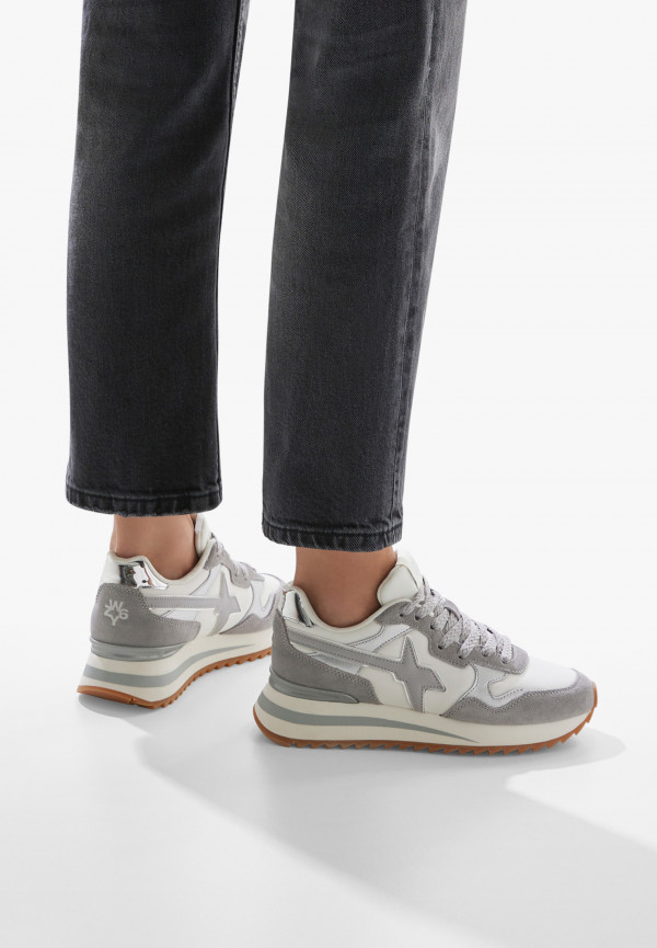 W6yz Sneakers in tessuto tecnico e suede Bianco-Grigio -YAK-W Vendita Economica