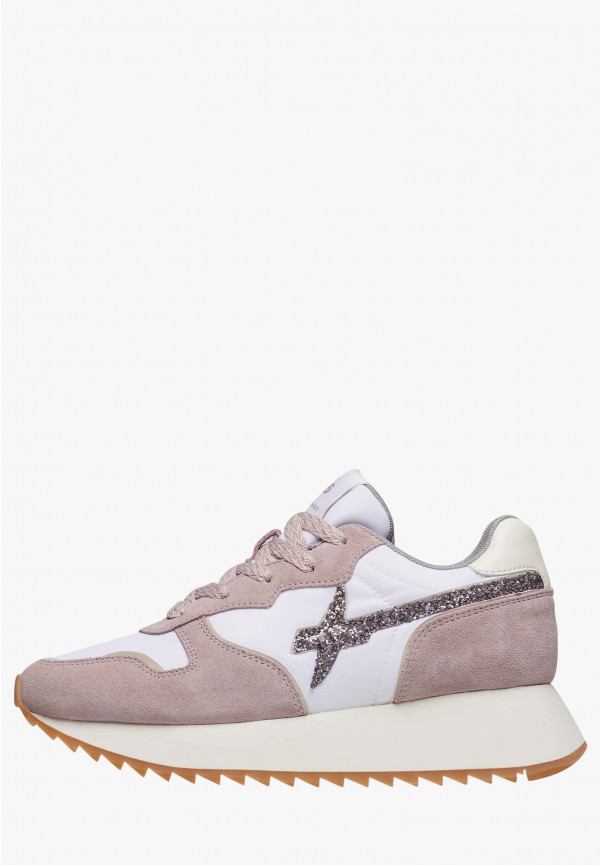 W6yz Sneakers in suede e tessuto tecnico Bianco-Rosa -JET-W Negozio
