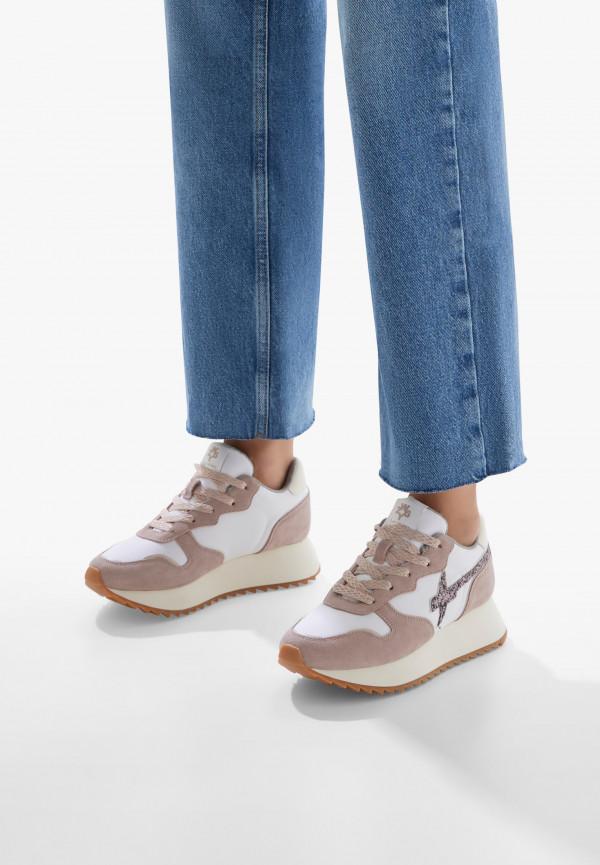 W6yz Sneakers in suede e tessuto tecnico Bianco-Rosa -JET-W Negozio