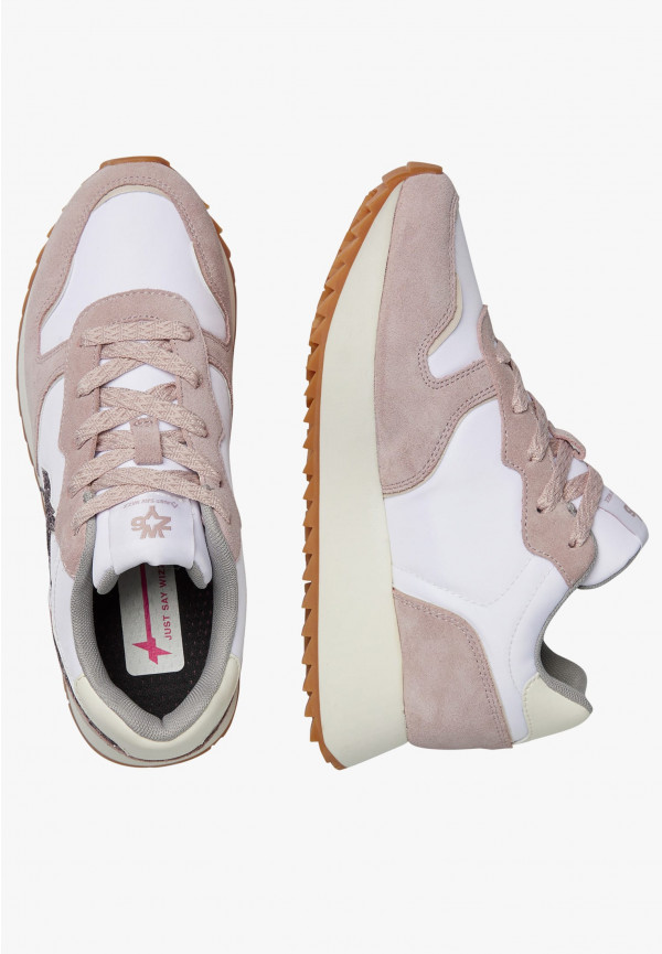 W6yz Sneakers in suede e tessuto tecnico Bianco-Rosa -JET-W Negozio