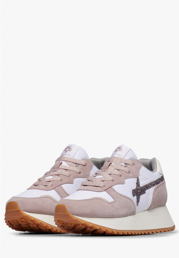 W6yz Sneakers in suede e tessuto tecnico Bianco-Rosa -JET-W Negozio