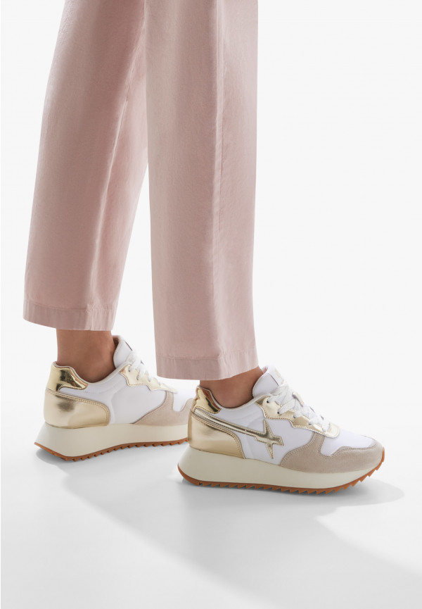 W6yz Sneakers in suede e tessuto tecnico Bianco-Platino -JET-W In Saldo