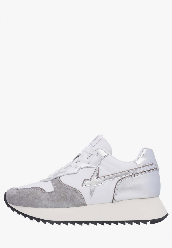 W6yz Sneakers in suede e tessuto tecnico Bianco-Argento -JET-W Nuova