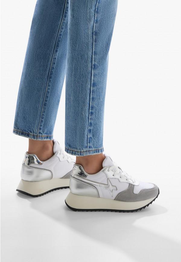 W6yz Sneakers in suede e tessuto tecnico Bianco-Argento -JET-W Nuova