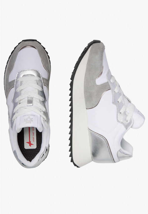 W6yz Sneakers in suede e tessuto tecnico Bianco-Argento -JET-W Nuova