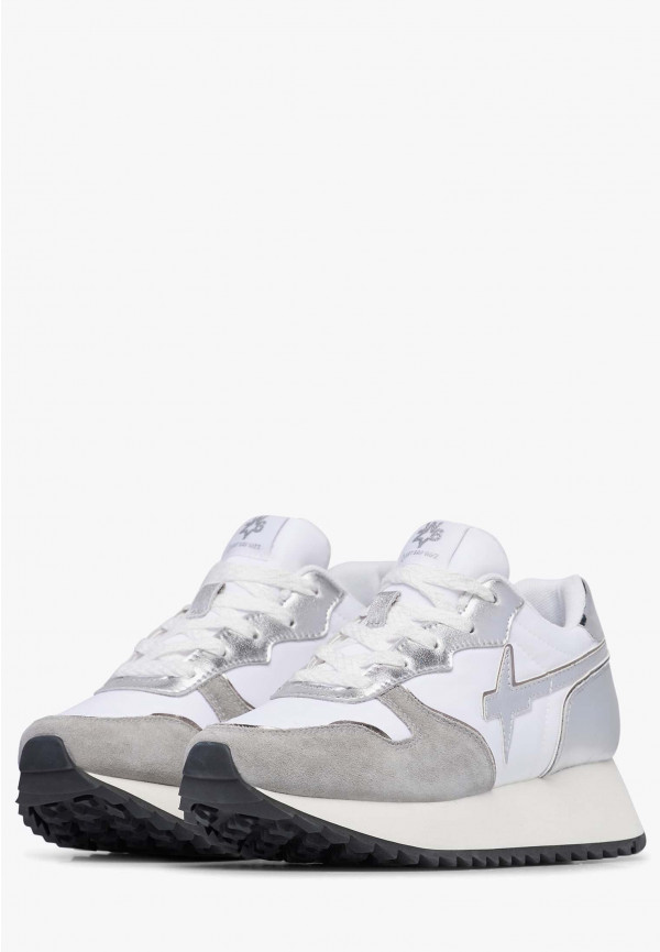 W6yz Sneakers in suede e tessuto tecnico Bianco-Argento -JET-W Nuova