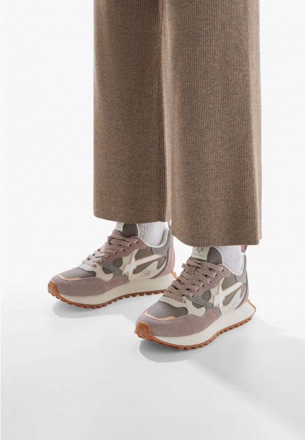 W6yz Sneakers in suede e tessuto tecnico Bianco-Grigio -LOOP-W Italy