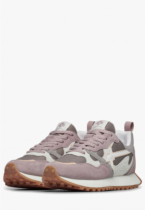 W6yz Sneakers in suede e tessuto tecnico Bianco-Grigio -LOOP-W Italy