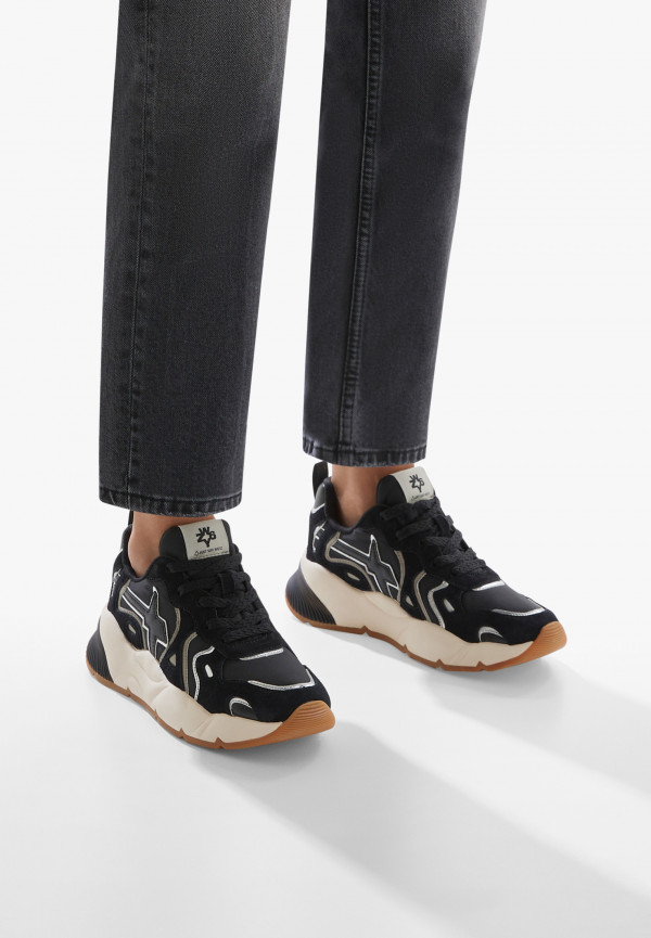 W6yz Sneakers in suede e tessuto tecnico Nero -SARAH-W Italia