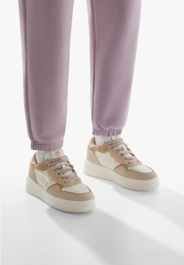 W6yz Sneaker in pelle e suede Bianco panna -XENIA W In Linea