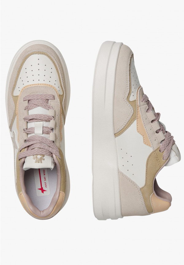 W6yz Sneaker in pelle e suede Bianco panna -XENIA W In Linea
