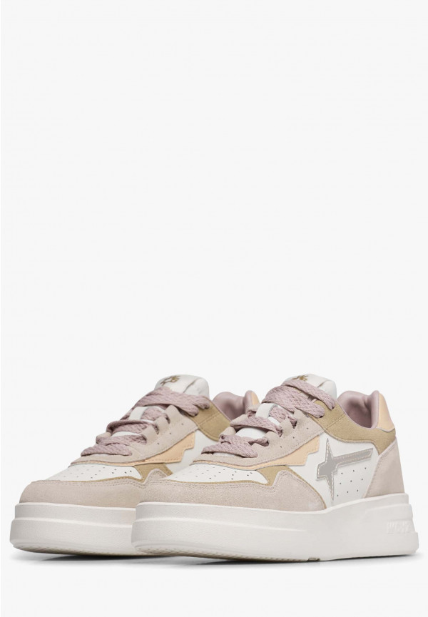 W6yz Sneaker in pelle e suede Bianco panna -XENIA W In Linea
