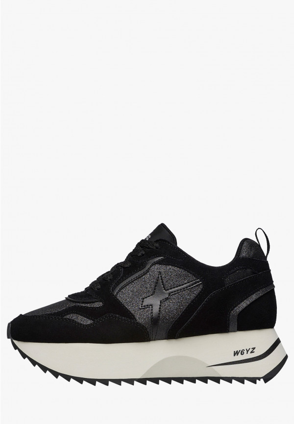 W6yz Sneakers in suede e tessuto tecnico con glitter Nero -ANNY 2 W Vendita