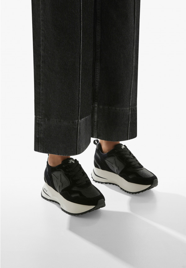 W6yz Sneakers in suede e tessuto tecnico con glitter Nero -ANNY 2 W Vendita
