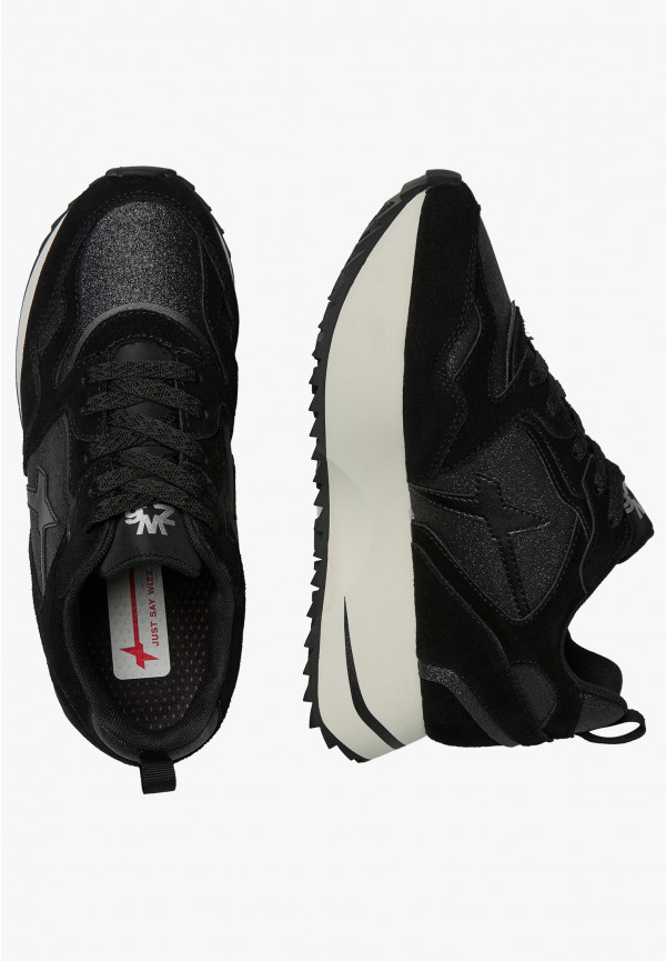 W6yz Sneakers in suede e tessuto tecnico con glitter Nero -ANNY 2 W Vendita