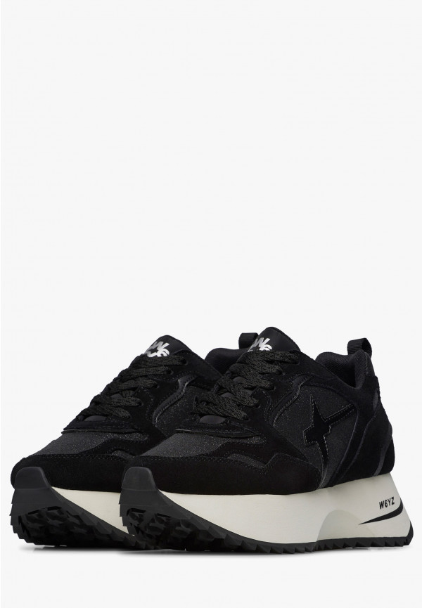 W6yz Sneakers in suede e tessuto tecnico con glitter Nero -ANNY 2 W Vendita