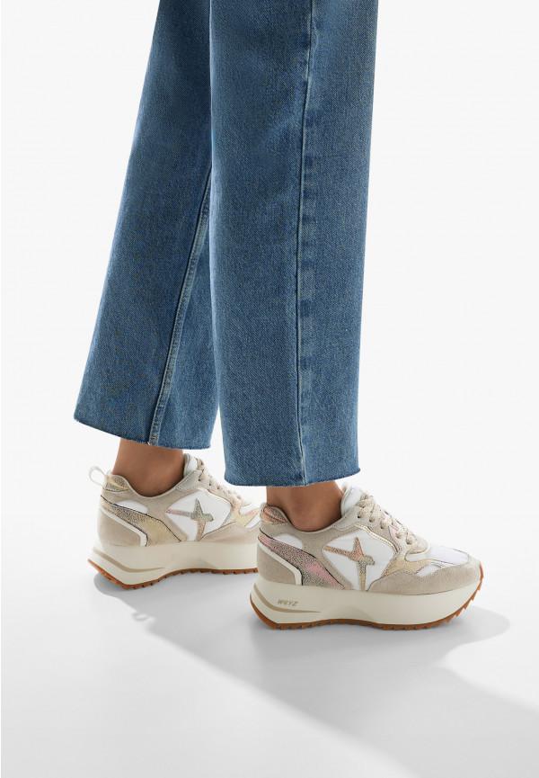 W6yz Sneakers in suede e tessuto tecnico Bianco-Beige -ANNY 2 W Spedizione Gratuita