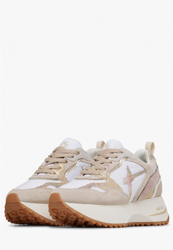 W6yz Sneakers in suede e tessuto tecnico Bianco-Beige -ANNY 2 W Spedizione Gratuita