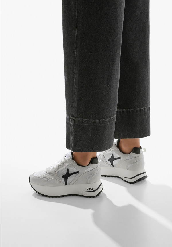 W6yz Sneakers in suede e tessuto tecnico con glitter Argento -ANNY 2 W Pezzi Unici