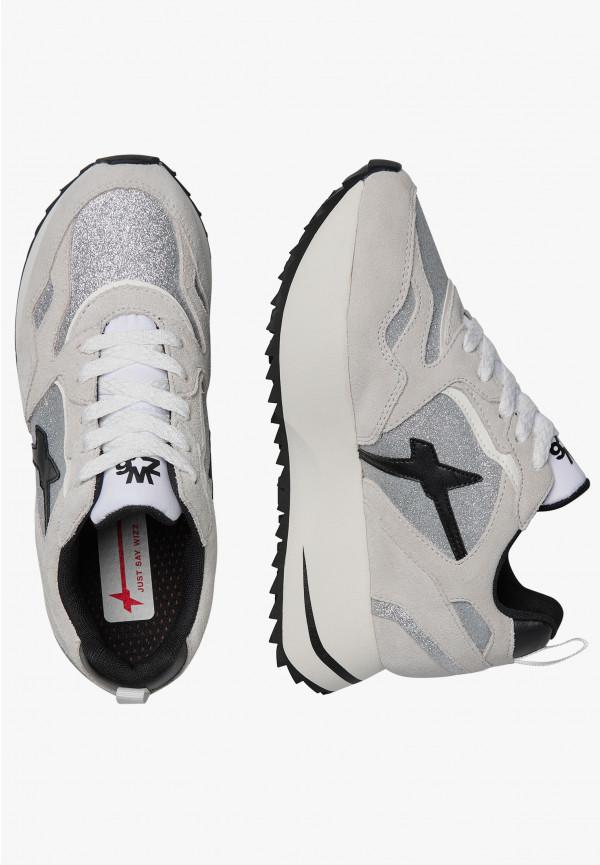 W6yz Sneakers in suede e tessuto tecnico con glitter Argento -ANNY 2 W Pezzi Unici