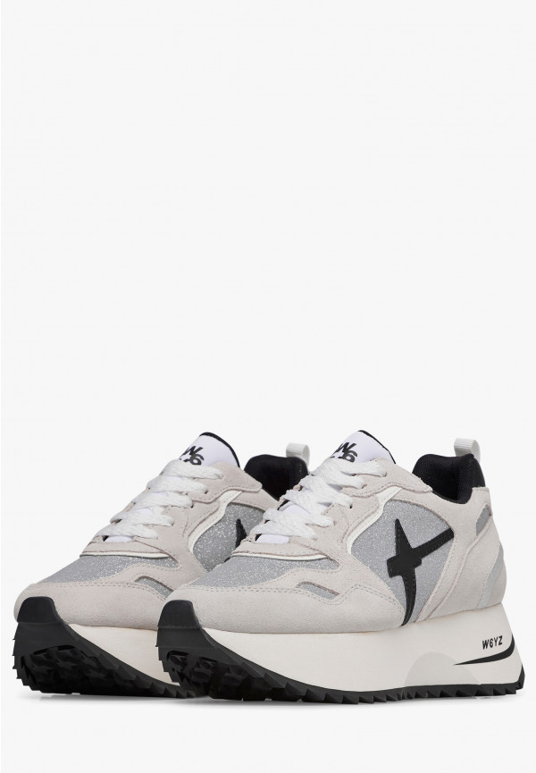 W6yz Sneakers in suede e tessuto tecnico con glitter Argento -ANNY 2 W Pezzi Unici