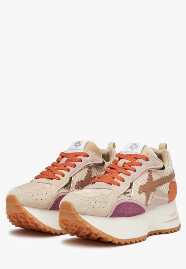 W6yz Sneakers in tessuto tecnico e suede Rosa -ANNY W Soddisfazione Garantita