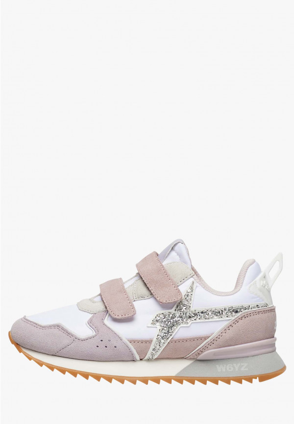 W6yz Sneakers in suede e tessuto tecnico Bianco-Lilla -JET VL-J Acquista Ora