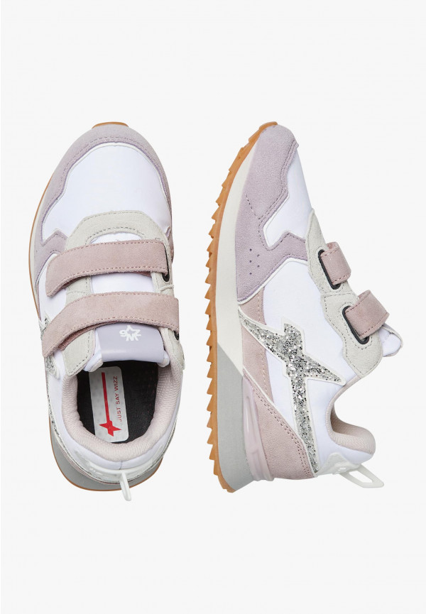 W6yz Sneakers in suede e tessuto tecnico Bianco-Lilla -JET VL-J Acquista Ora