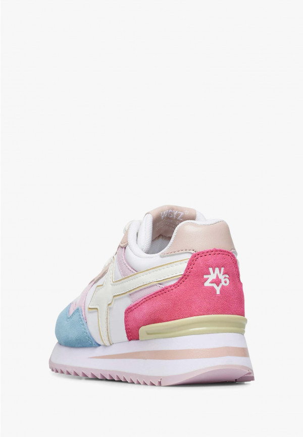 W6yz Sneakers in suede e tessuto tecnico Bianco-Rosa -YAK-J Consegna Veloce