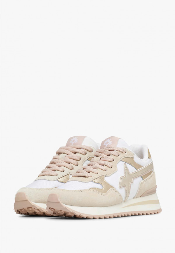 W6yz Sneakers in suede e tessuto tecnico Bianco-Beige -YAK-J Promozione Limitata