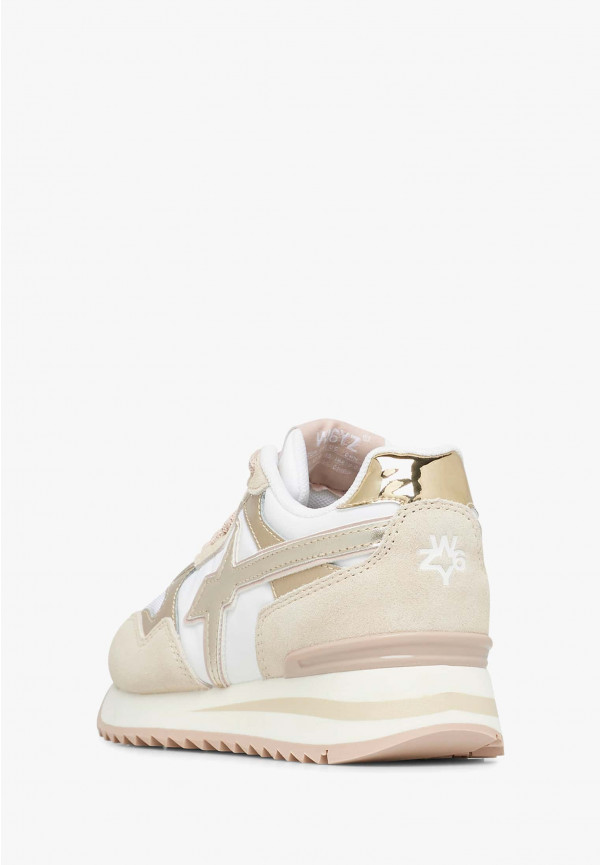 W6yz Sneakers in suede e tessuto tecnico Bianco-Beige -YAK-J Promozione Limitata